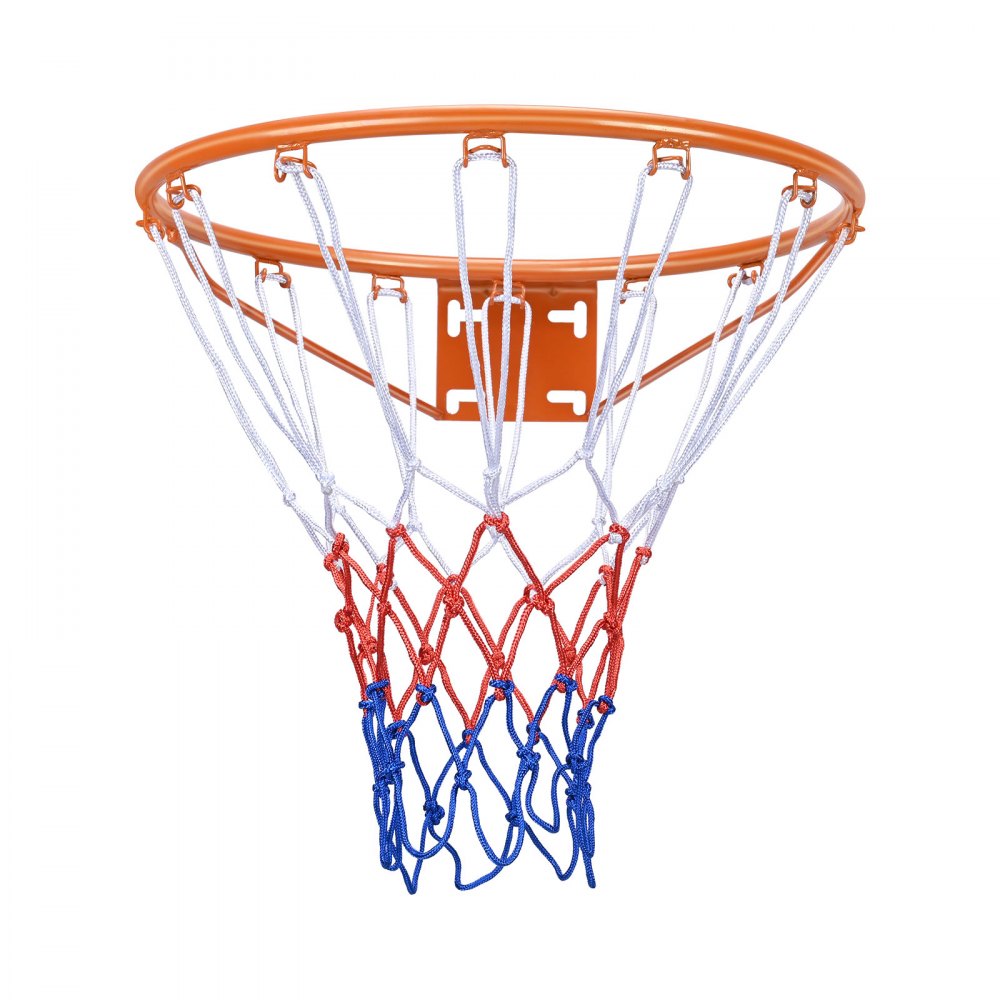 Aro de baloncesto VEVOR, aro de baloncesto para pared o puerta, aro flexible Q235 de alta resistencia con red, aro de baloncesto colgante estándar de 18" para interiores y exteriores, para niños y adultos.