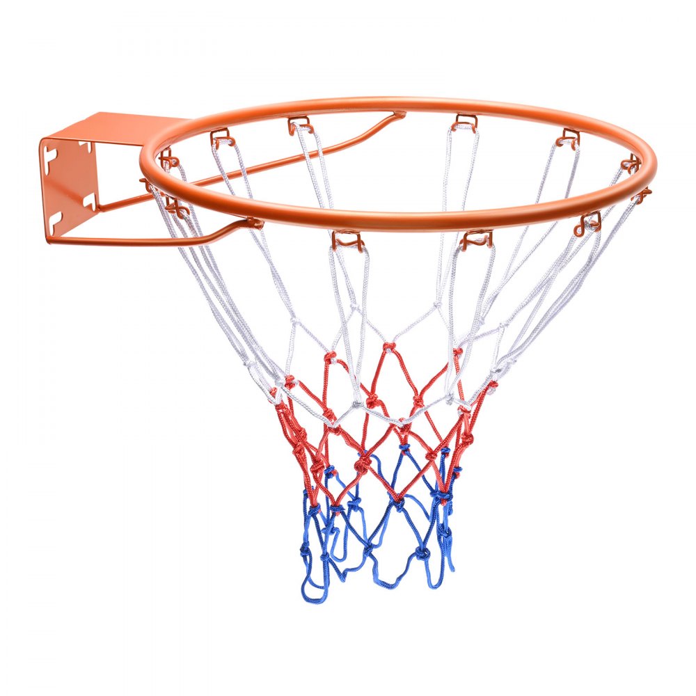 Aro de baloncesto VEVOR, aro de baloncesto para pared o puerta, aro flexible Q235 de alta resistencia con red, aro de baloncesto colgante estándar de 18" para interiores y exteriores, para niños y adultos.