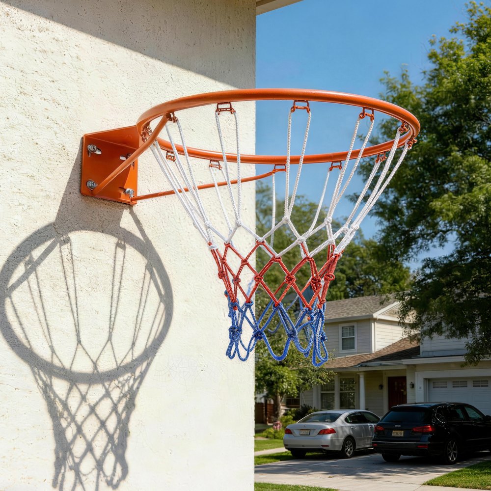 Aro de baloncesto VEVOR, aro de baloncesto para pared o puerta, aro flexible Q235 de alta resistencia con red, aro de baloncesto colgante estándar de 18" para interiores y exteriores, para niños y adultos.
