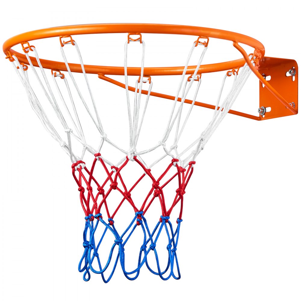 Aro de baloncesto VEVOR, aro de baloncesto para pared o puerta, aro flexible Q235 de alta resistencia con red, aro de baloncesto colgante estándar de 18" para interiores y exteriores, para niños y adultos.