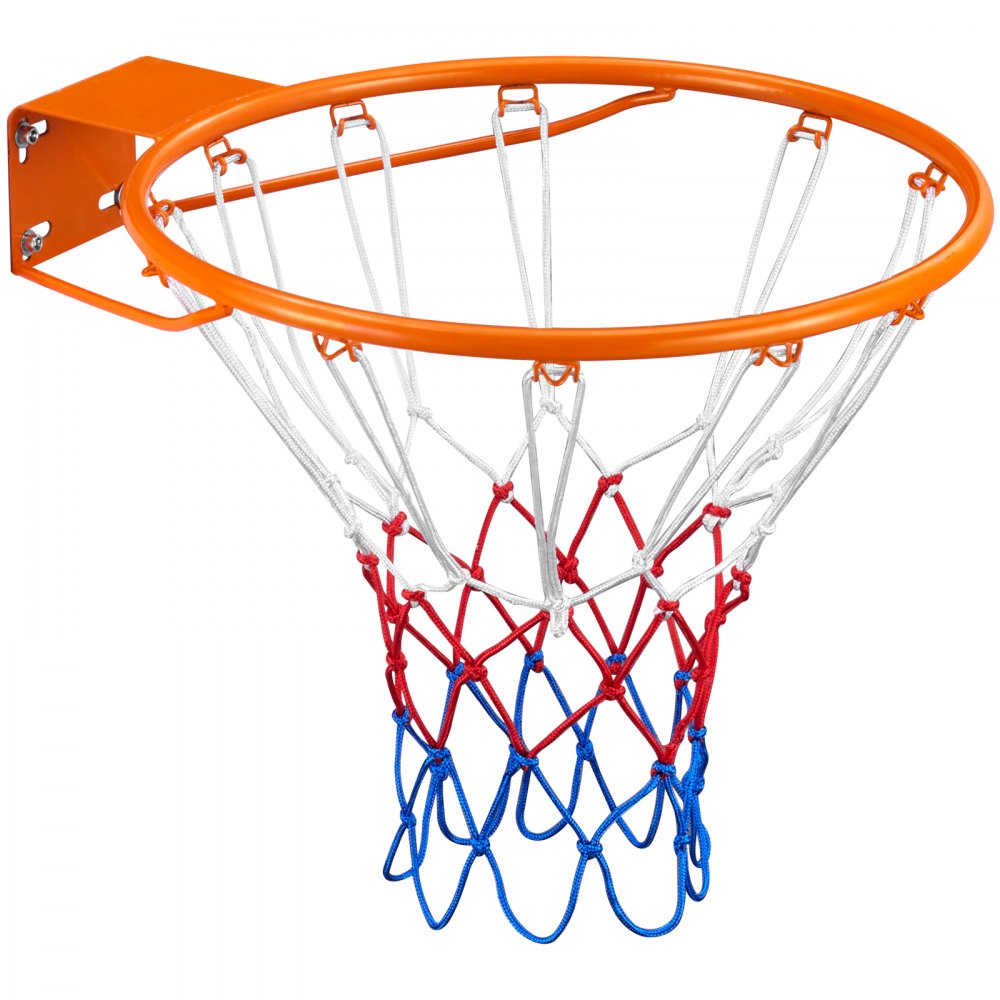 Aro de baloncesto VEVOR, aro de baloncesto para pared o puerta, aro flexible Q235 de alta resistencia con red, aro de baloncesto colgante estándar de 18" para interiores y exteriores, para niños y adultos.