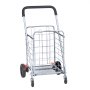 Carrito de compra plegable VEVOR con asa negra, estructura de metal y ruedas resistentes para un transporte cómodo.