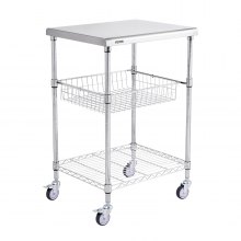 VEVOR Carro utilitario de 3 niveles Carro con ruedas 24"x20"x36.6" 470 LBS 6 Ganchos
