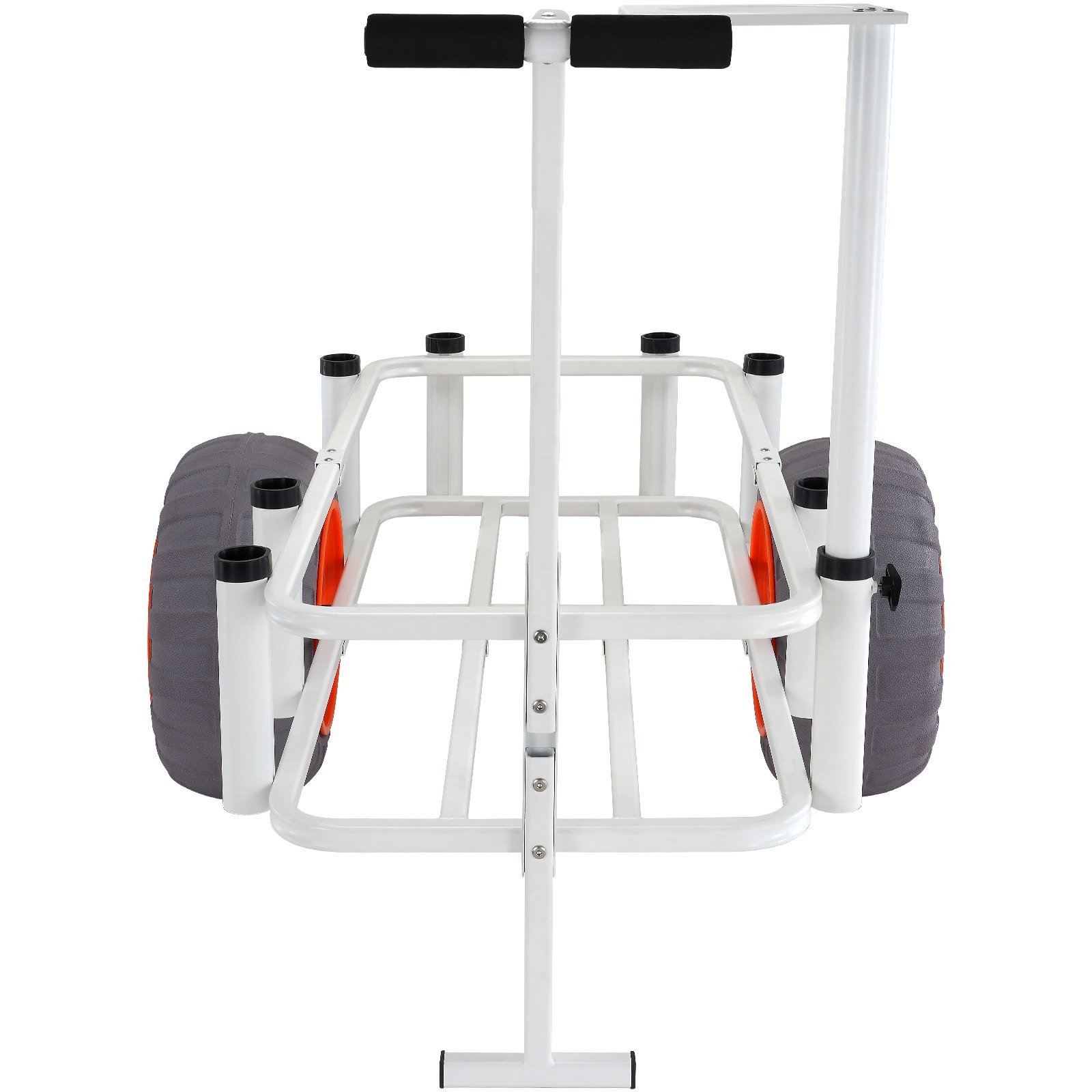 VEVOR - Carrito de pesca de playa con capacidad de carga de 159 kg, para pesca y actividades marinas, con dos ruedas grandes de 40 cm y neumáticos de poliuretano para arena, resistente vagón de muelle de aluminio con 8 portacañas para pesca y picnic.