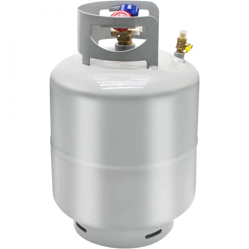 Tanque de recuperación de refrigerante VEVOR, capacidad de 50 LBS, tanque de cilindro portátil de 400 psi con válvula en Y para líquido/vapor, lata de recuperación de alto sellado para R22/R134A/R410A, gris