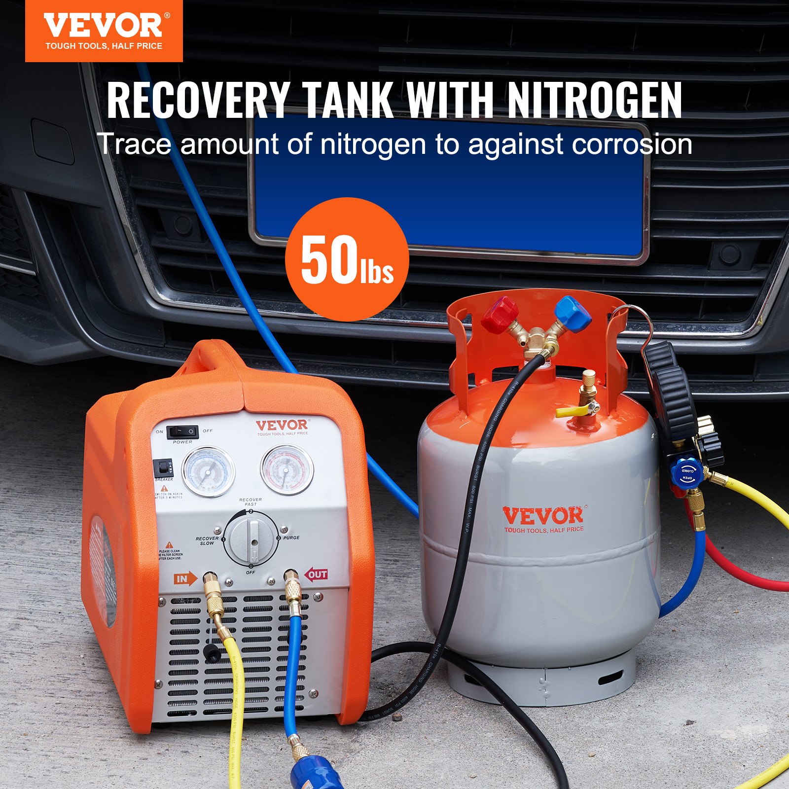 VEVOR Refrigerant Recovery Reclaim 50lb Cilindro Tanque 400 PSI líquido Clasificación Y Válvula
