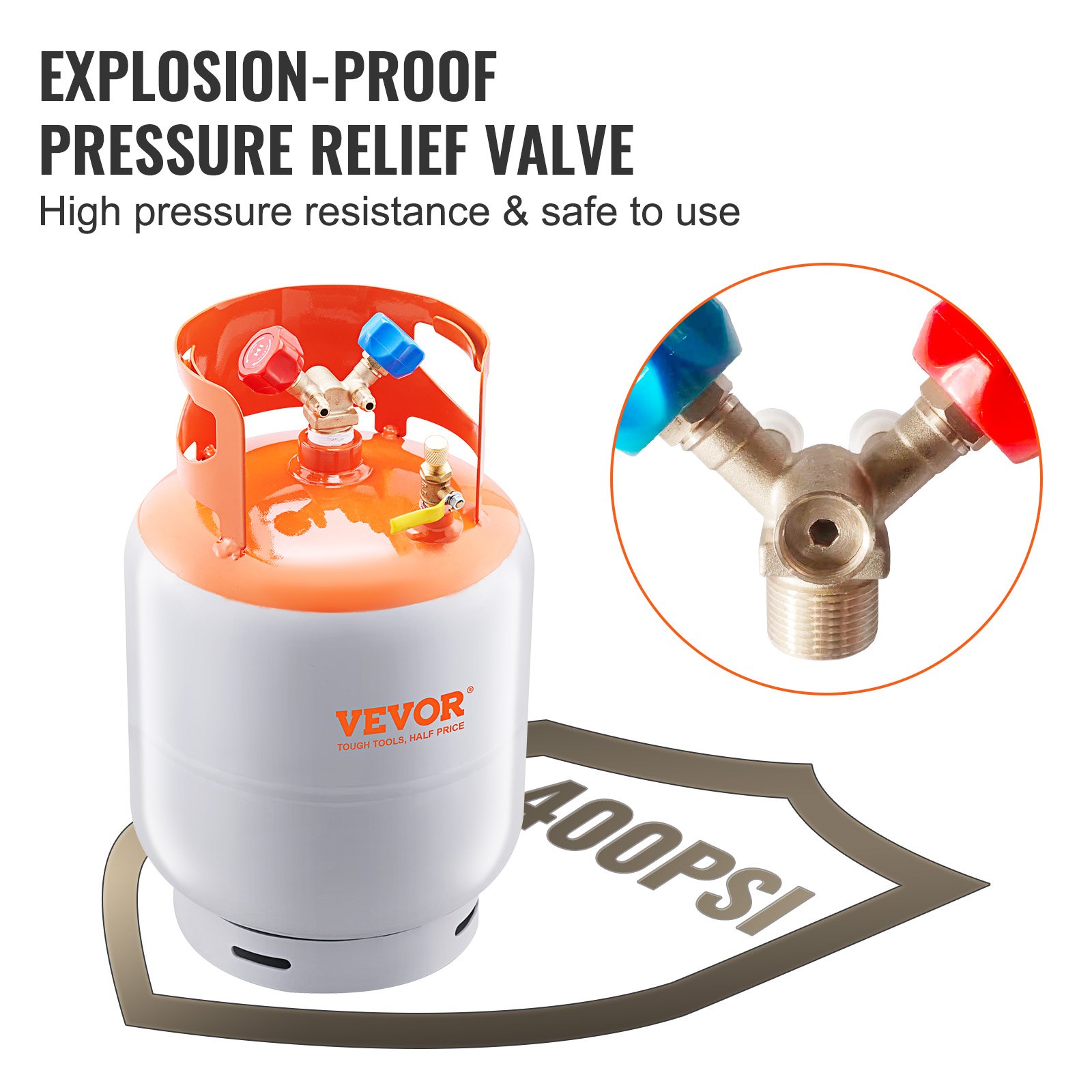 VEVOR Refrigerant Recovery Reclaim 50lb Cilindro Tanque 400 PSI líquido Clasificación Y Válvula