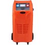 Máquina de recuperación de refrigerante VEVOR de color naranja brillante con medidores dobles y ruedas para movilidad.
