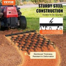 VEVOR Grada de arrastre, grada de cadena de alta resistencia de 4'x5.6' con 69 dientes, accesorios para tractores ATV UTV Estera de arrastre de campo para preparación de césped, siembra de césped, nivelación de paisaje, rastrillo de grada para patio de entrada de grava