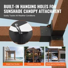VEVOR Kit de soporte para pérgola de 6.0 x 6.0 in, 4 piezas de soporte de esquina de 3 vías resistente para carpintería, kit de base de poste de bricolaje, vigas de madera de fácil instalación para cenadores, pérgolas de patio, accesorios para pérgola al aire libre de cabaña de troncos
