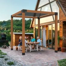 VEVOR Kit de soporte para pérgola de 6.0 x 6.0 in, 4 piezas de soporte de esquina de 3 vías resistente para carpintería, kit de base de poste de bricolaje, vigas de madera de fácil instalación para cenadores, pérgolas de patio, accesorios para pérgola al aire libre de cabaña de troncos