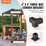 Kit de soporte de pérgola VEVOR, soporte de esquina de tres vías de 4" x 4" para diversas maderas blandas y duras, construcción resistente.