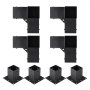 Kit de soporte de pérgola VEVOR con 4 soportes de esquina negros y 4 soportes de base para una construcción resistente.
