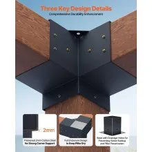 VEVOR Kit de soporte para pérgola de 4.0 x 4.0 in, 8 piezas de soporte de esquina de 3 vías resistente para carpintería, kit de base de poste de bricolaje, vigas de madera de fácil instalación para cenadores, pérgolas de patio, accesorios para pérgola al aire libre de cabaña de troncos
