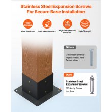 VEVOR Kit de soporte para pérgola de 4.0 x 4.0 in, 8 piezas de soporte de esquina de 3 vías resistente para carpintería, kit de base de poste de bricolaje, vigas de madera de fácil instalación para cenadores, pérgolas de patio, accesorios para pérgola al aire libre de cabaña de troncos