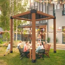 VEVOR Kit de soporte para pérgola de 4.0 x 4.0 in, 8 piezas de soporte de esquina de 3 vías resistente para carpintería, kit de base de poste de bricolaje, vigas de madera de fácil instalación para cenadores, pérgolas de patio, accesorios para pérgola al aire libre de cabaña de troncos