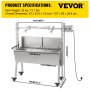 VEVOR Barbacoa de Carbón Portátil BBQ 60 kg Acero Inoxidable con 3 Parrillas
