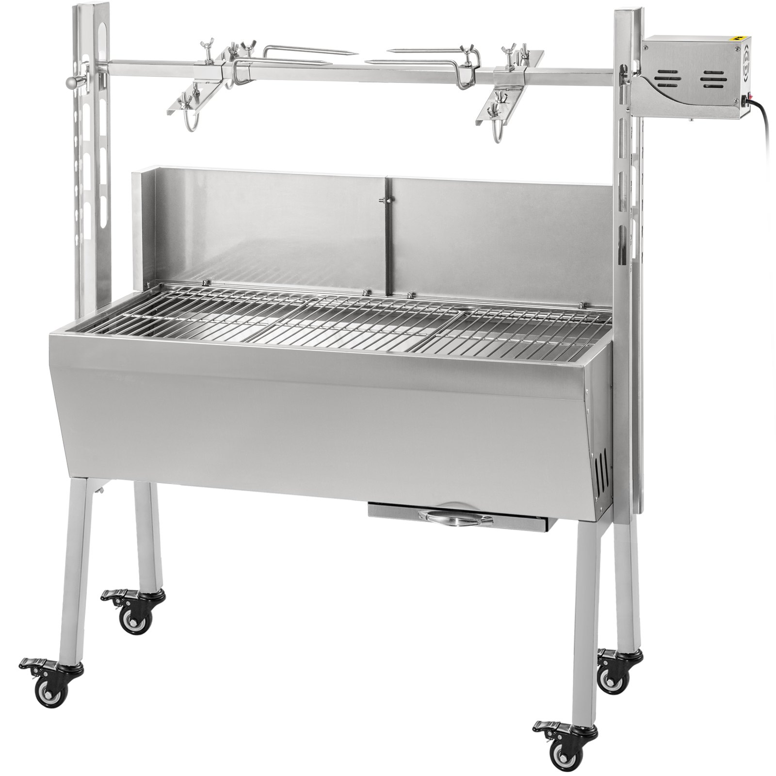 VEVOR Barbacoa de Carbón Portátil BBQ 60 kg Acero Inoxidable con 3 Parrillas