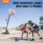VEVOR Aro de baloncesto, sistema de tablero portátil de altura ajustable de 7,6 a 10 pies, aro y portería de baloncesto de 50 pulgadas, juego de baloncesto para niños y adultos con ruedas, soporte y base rellenable, para exterior/interior