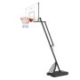 Aro de baloncesto VEVOR con altura ajustable, tablero transparente y base resistente para jugar al aire libre.