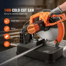 Sierra tronzadora VEVOR, sierra de corte de diámetro de hoja de 14"/355 mm, máquina cortadora de acero de 2800 W y 1200 RPM, sierra tronzadora de corte en seco ajustable de 0-45°, sierra ingletadora para cortar metal Sierra de corte en frío para acero/barras de refuerzo/hierro/aluminio