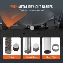 Sierra tronzadora VEVOR, sierra de corte de diámetro de hoja de 14"/355 mm, máquina cortadora de acero de 2800 W y 1200 RPM, sierra tronzadora de corte en seco ajustable de 0-45°, sierra ingletadora para cortar metal Sierra de corte en frío para acero/barras de refuerzo/hierro/aluminio