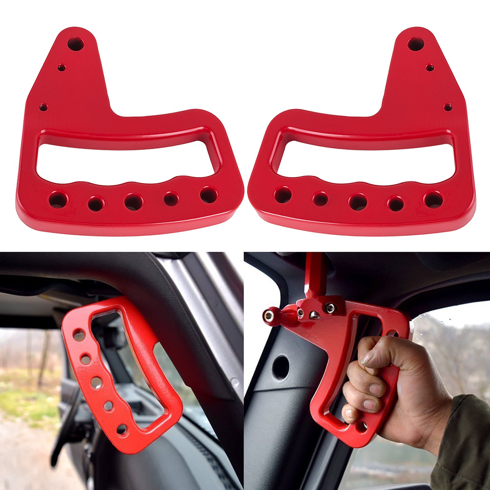 Manijas de agarre VEVOR 4X manijas de agarre de barra trasera delantera para Jeep JK Wrangler 2 4 puertas rojo mejorado