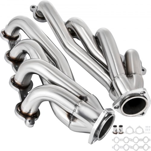 VEVOR Juego de cabezales de escape de 1 5/8 pulgadas, cabezales turbo de escape, cabezales de colector de escape de acero inoxidable, conversión de motor corto LS Swap cabezales de escape para motores Chevy Corvette 1963-1981 V8 LS1 LS2 LS3 LS6 LS10 SUV/camión
