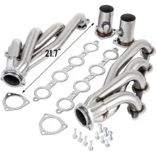 VEVOR Juego de cabezales de escape de 1 5/8 pulgadas, cabezales turbo de escape, cabezales de colector de escape de acero inoxidable, conversión de motor corto LS Swap cabezales de escape para motores Chevy Corvette 1963-1981 V8 LS1 LS2 LS3 LS6 LS10 SUV/camión