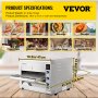 VEVOR Transportador Comercial Pizza Horno, Cinturón Ajustable Calor y Velocidad Acero Inoxidable Encimera Cocina Tostador Horno con 50-300 °C /122- 572 °F Rango de Temperatura para Panadería Restaurante Occidental.