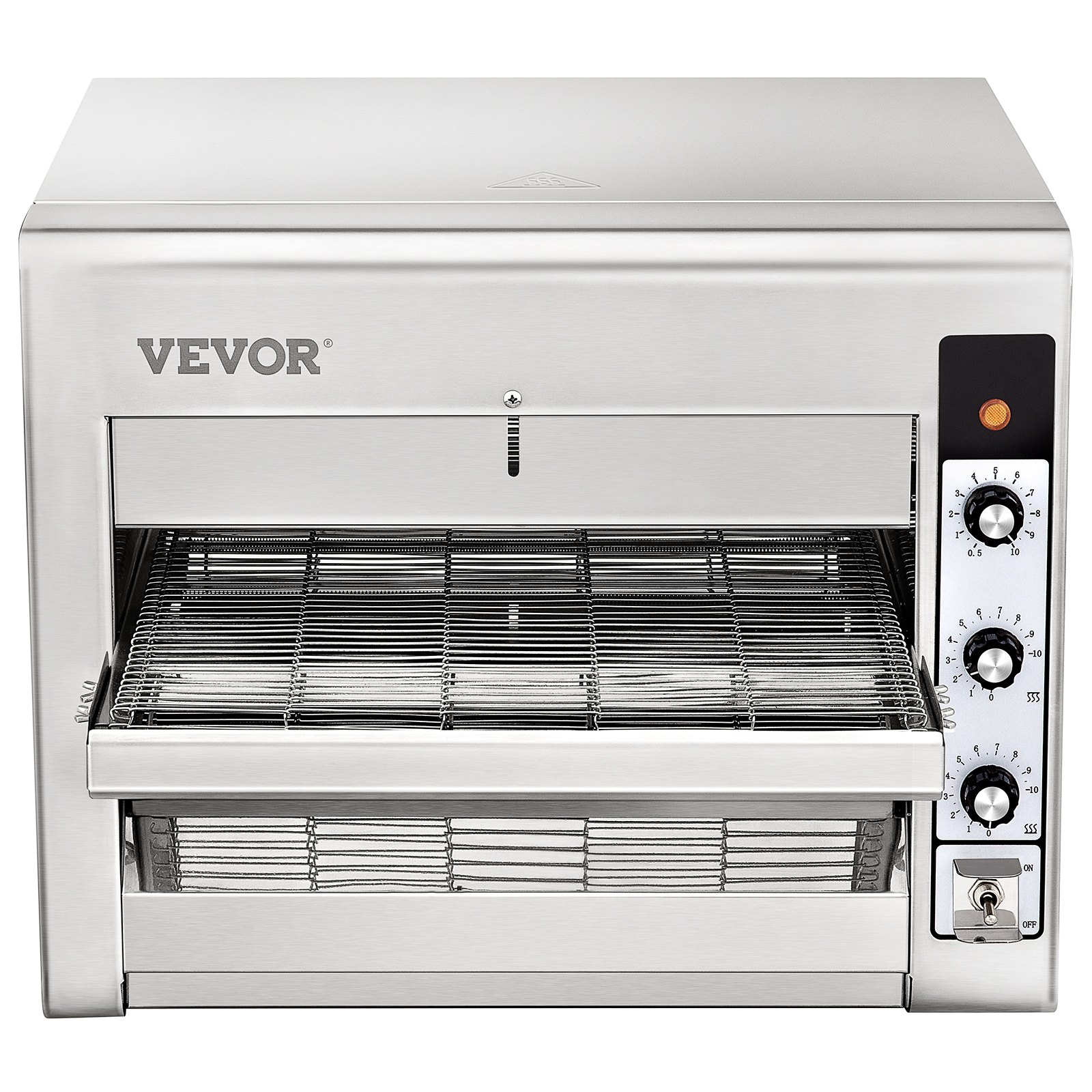 VEVOR Transportador Comercial Pizza Horno, Cinturón Ajustable Calor y Velocidad Acero Inoxidable Encimera Cocina Tostador Horno con 50-300 °C /122- 572 °F Rango de Temperatura para Panadería Restaurante Occidental.