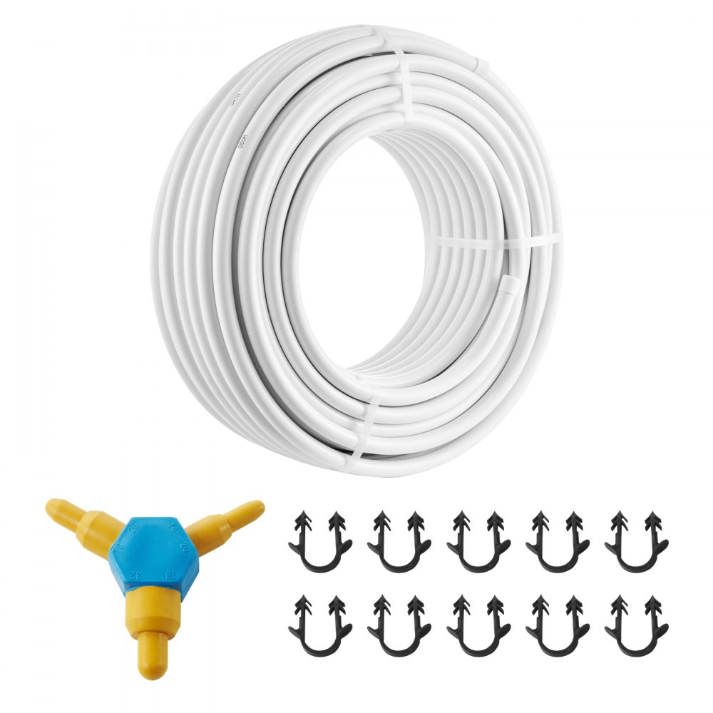 Tubo PEX-AL-PEX VEVOR, 164 pies, 0,79'' de diámetro, compuesto de aluminio y plástico, barrera de oxígeno, para suelo radiante, tubería PEX, 0,08'' de espesor, capa interior de aluminio para calefacción de suelo radiante.