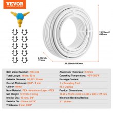 Tubo VEVOR PEX-AL-PEX, 164 pies, 0.79'' de diámetro Tubo compuesto de aluminio y plástico Barrera de oxígeno Tubo PEX de piso radiante, 0.08'' de espesor Calor radiante Piso Plomería Capa interna de aluminio Tubo PEX