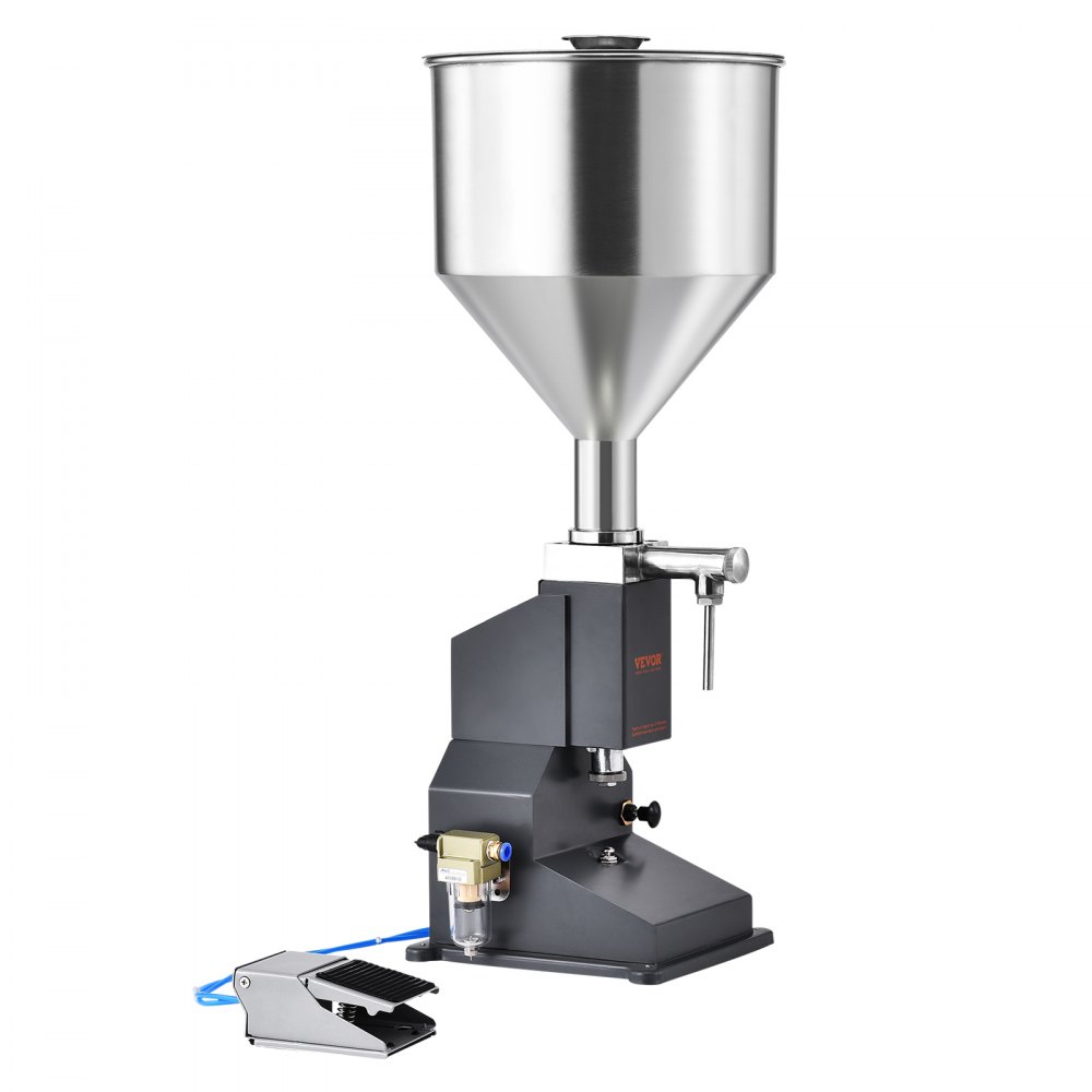 Máquina de llenado neumático VEVOR para líquidos y pastas, llenadora de botellas de 5 a 50 ml, máquina de llenado de botellas, llenadora de líquidos de acero inoxidable con pedal para leche, agua, zumo, champú y miel.