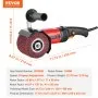 Pulidora de superficies VEVOR de 1200 W y 6 velocidades variables, pulidora eléctrica de mano para metales con 4 ruedas de pulido de fibra para acero inoxidable y metales no ferrosos.