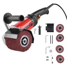 Pulidora de superficies VEVOR de 1200 W y 6 velocidades variables, pulidora eléctrica de mano para metales con 4 ruedas de pulido de fibra para acero inoxidable y metales no ferrosos.