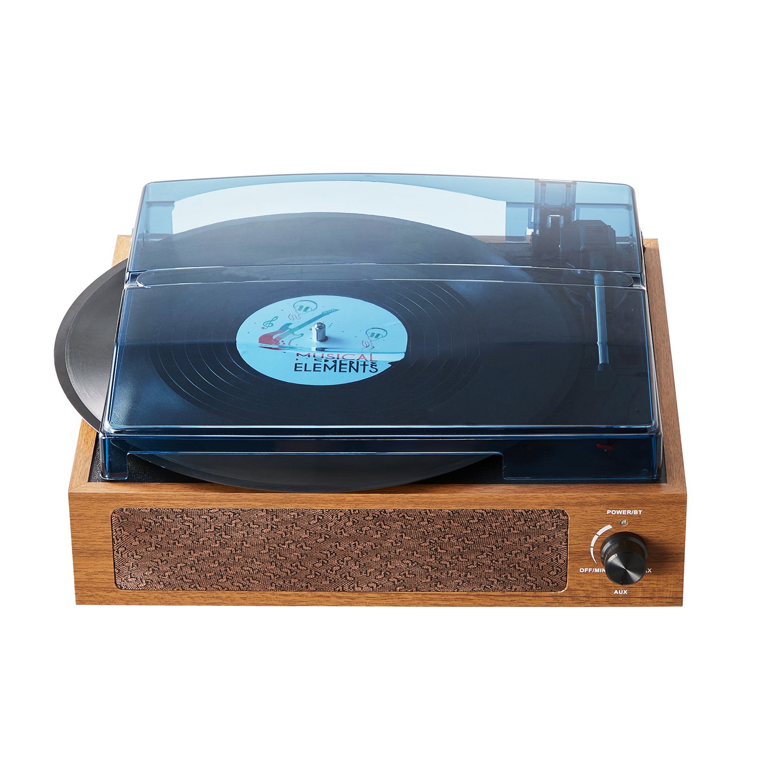 Tocadiscos de vinilo VEVOR de 3 velocidades con transmisión por correa y altavoz de 3 W integrado, cartucho magnético, compatible con 33/45/78 RPM, Bluetooth, entrada auxiliar y salida RCA, para discos de vinilo de 7/10/12 pulgadas.