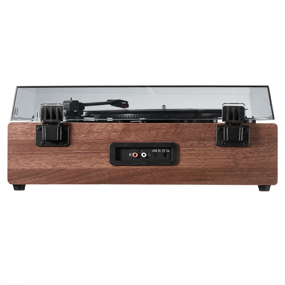 Tocadiscos de vinilo VEVOR de 3 velocidades con transmisión por correa, altavoces estéreo de 10 W integrados, cartucho magnético, compatible con 33/45/78 RPM, Bluetooth, entrada auxiliar y salida RCA, para discos de vinilo de 7/10/12 pulgadas.