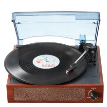 VEVOR Reproductor de discos de vinilo, 3 velocidades, tocadiscos accionado por correa con altavoces estéreo incorporados de 10 W, cartucho magnético, compatible con 33/45/78 RPM Bluetooth Aux en salida RCA, para discos de vinilo de 7/10/12 pulgadas