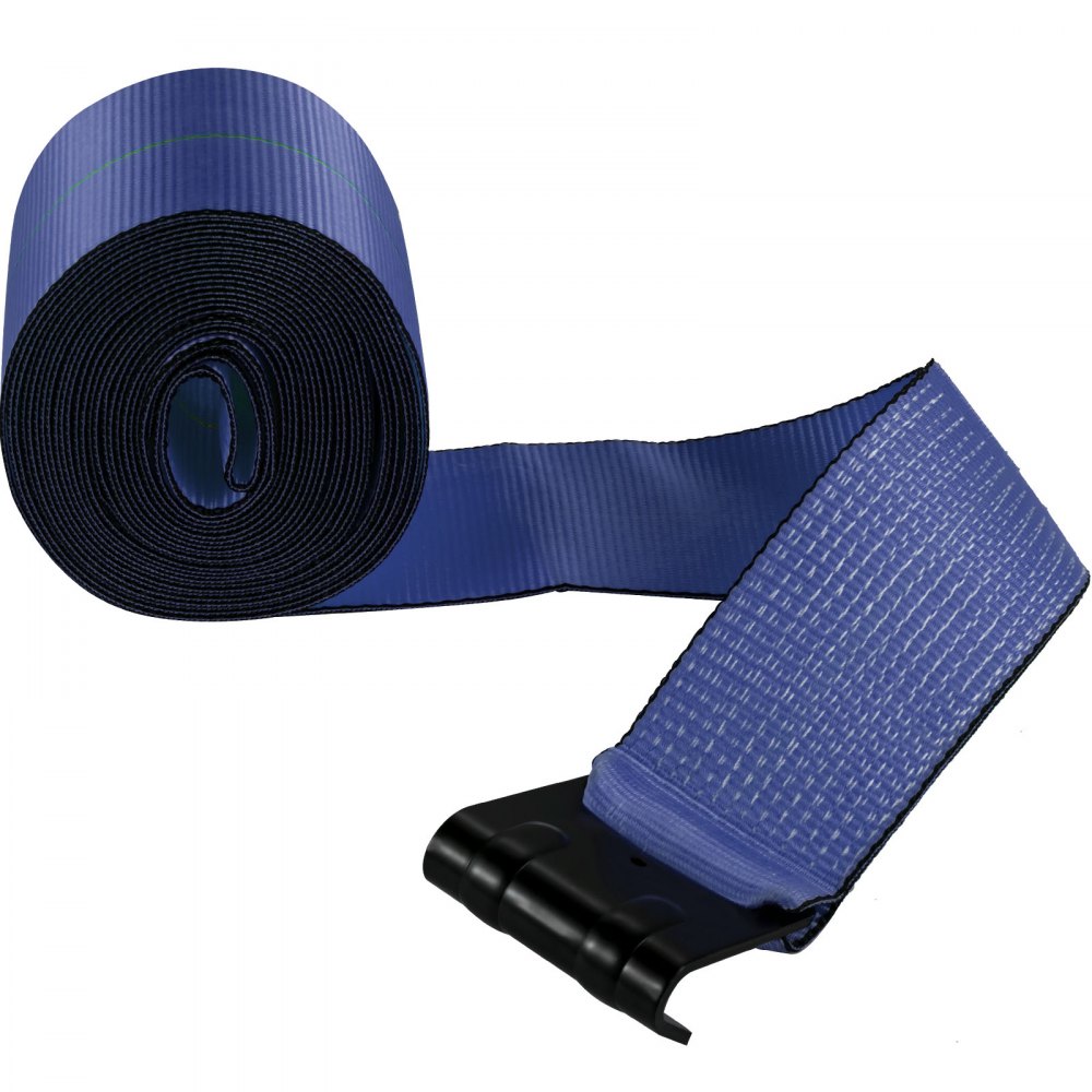 VEVOR Correas para camión de 4 x 30 pies, correas de cabrestante con gancho plano, amarres de cama plana, capacidad de carga de 15400 libras, correa de cama plana, control de carga para camiones, remolques, granjas, rescates, protector de árboles, azul (paquete de 10)