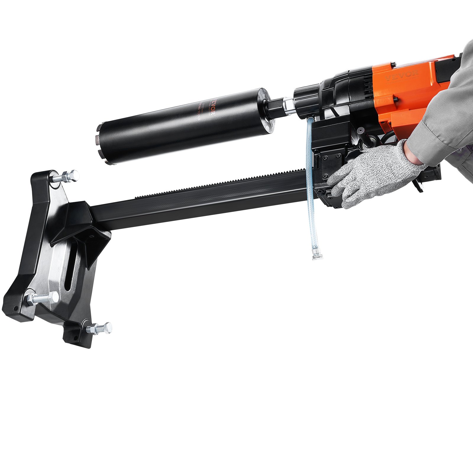 Perforadora de diamante VEVOR, equipo de perforación de núcleo de hormigón húmedo de 25 cm con ruedas de soporte, velocidad de 750 RPM, rosca de 3,2 cm y asa de elevación, diámetro de perforación de 25 cm para hormigón, ladrillo, bloque, piedra, 2500 W