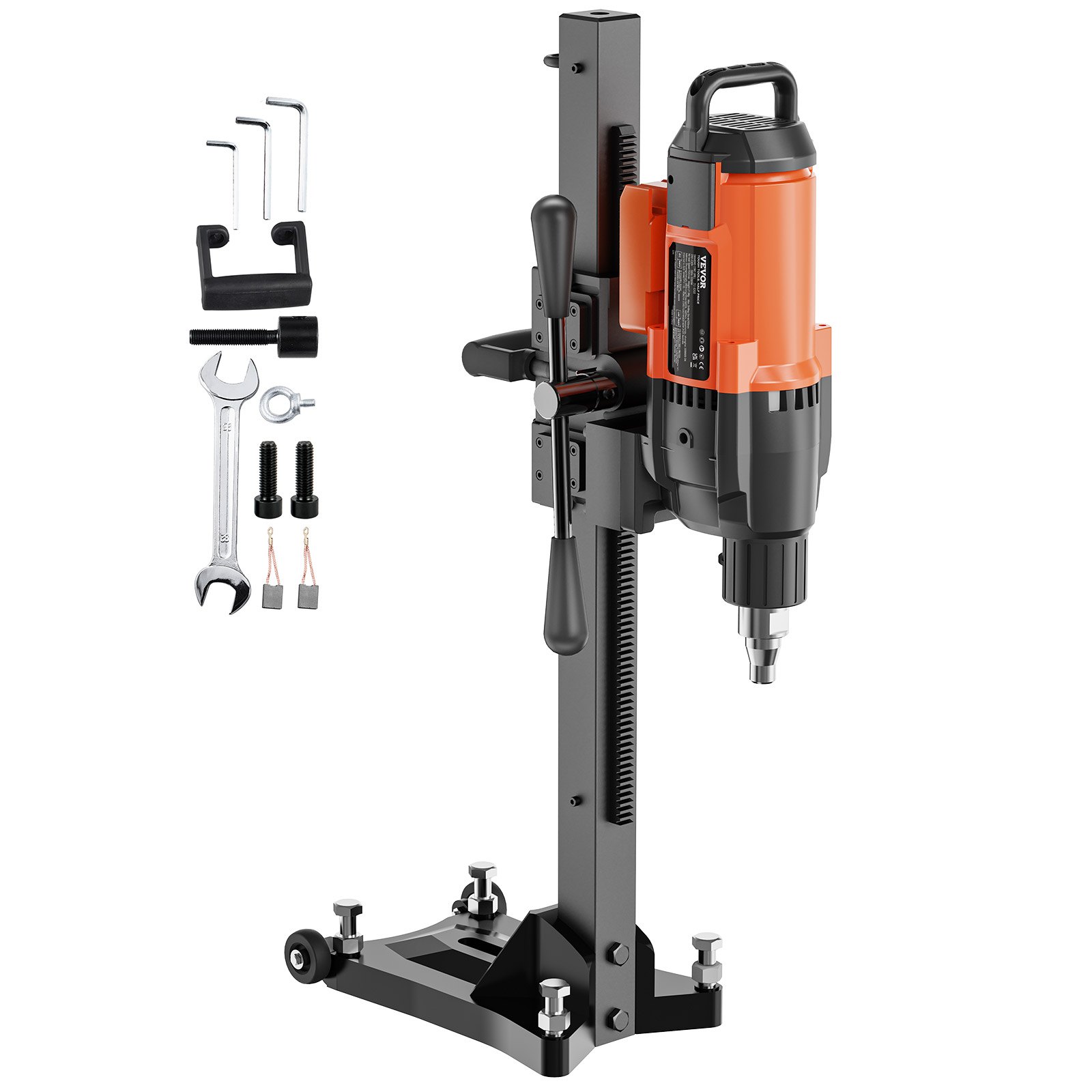 Perforadora de diamante VEVOR, equipo de perforación de núcleo de hormigón húmedo de 25 cm con ruedas de soporte, velocidad de 750 RPM, rosca de 3,2 cm y asa de elevación, diámetro de perforación de 25 cm para hormigón, ladrillo, bloque, piedra, 2500 W