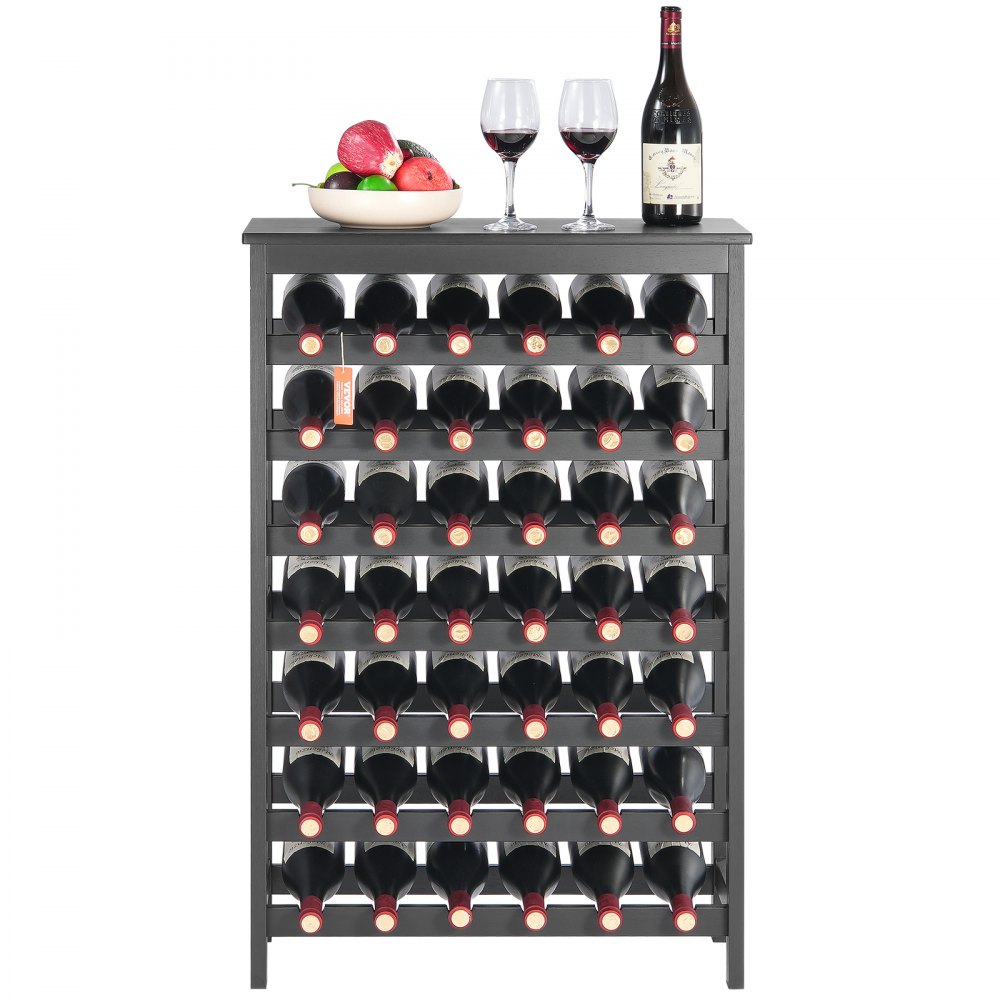 Estante de exhibición modular de madera de bambú de 7 niveles para 42 botellas de vino VEVOR con tablero de mesa