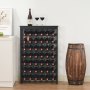 VEVOR 42 Bottle Modular Wine Rack, 7-Tier Solid Bamboo Wood Storage Racks with Table Top, Floor Freestanding Wines Holder Display Shelf, Wobble-Free Shelves for Kitchen, Bar, and Cellar (Black)