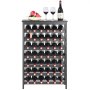 VEVOR 42 Bottle Modular Wine Rack, 7-Tier Solid Bamboo Wood Storage Racks with Table Top, Floor Freestanding Wines Holder Display Shelf, Wobble-Free Shelves for Kitchen, Bar, and Cellar (Black)
