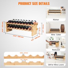 Estante de exhibición modular apilable de madera de bambú de 2 niveles para 18 botellas de vino VEVOR