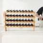 VEVOR Botellero modular apilable para 36 botellas, de madera maciza de bambú, de 4 niveles, para vino, expositor independiente, para cocina, bar y bodega (color natural)