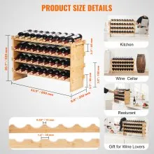 Estante de exhibición modular apilable para vinos VEVOR de madera de bambú de 4 niveles y 36 botellas