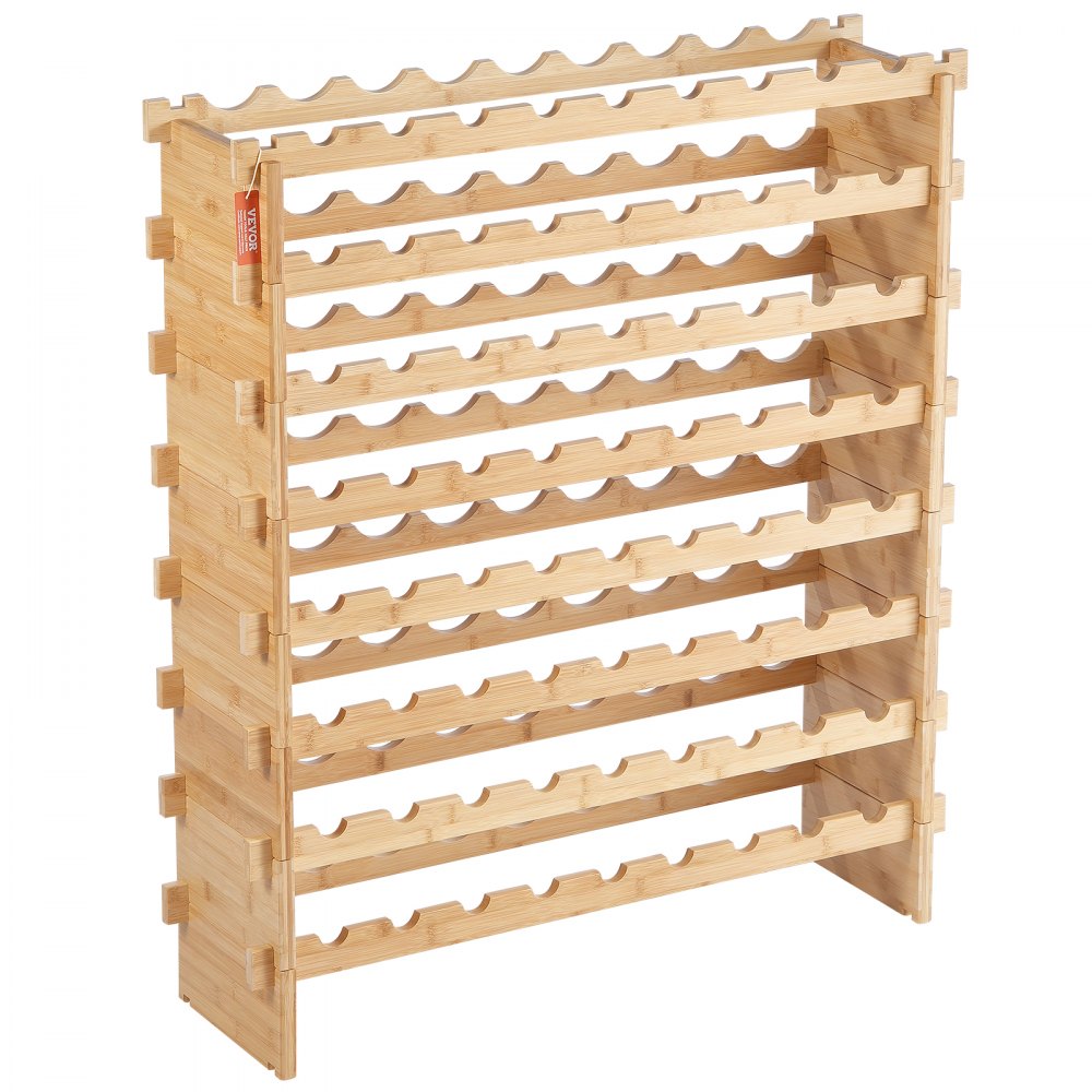Estante de exhibición modular de madera de bambú para 72 botellas VEVOR de 8 niveles