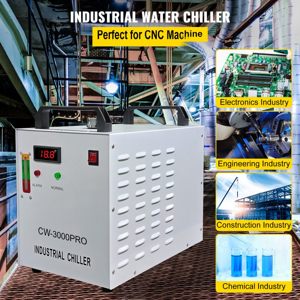Enfriador industrial VEVOR, enfriador de agua industrial 110V CW-3000, capacidad de enfriamiento de 50W, agua de enfriamiento de capacidad de 10L, enfriador de recirculación de corriente de 0.5-0.7A para máquina de enfriamiento de máquina de grabado de 60W / 80W